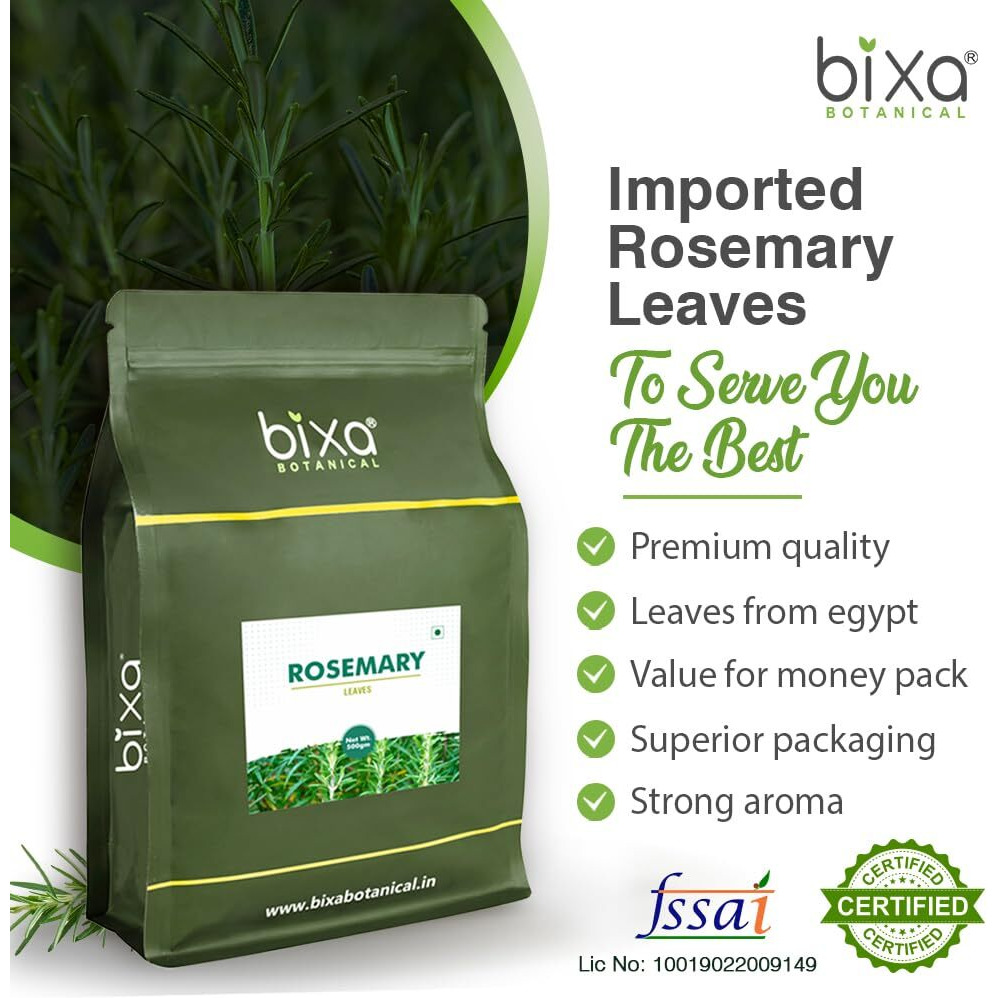 Rosemary Leaves 500gm ( 99.80/ 100gm) | Top Grade Leaves From Egypt | For Seasoning, Tea & Hair | | Supports Hair Growth By Bixa Botanical | Pasta Soups Salad Chicken Herbs Tea