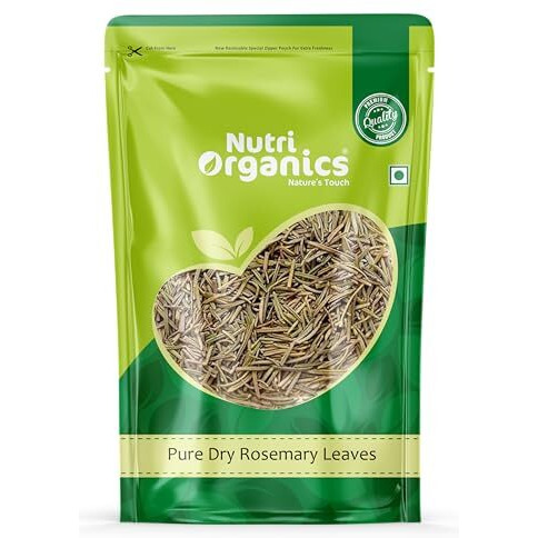 NutriOrganics Rosemary Dried Leaves - 200gm | Rosemary Leaves for hair growth & Food