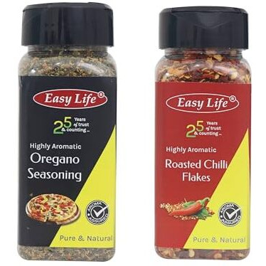 Easy Life Oregano Seasoning 50Gram And Roasted Chilli Flakes 50Gram Combo Perfect For Pizza