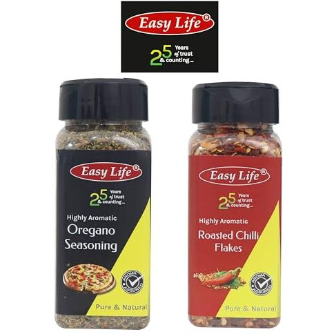 Easy Life Oregano Seasoning 50Gram And Roasted Chilli Flakes 50Gram Combo Perfect For Pizza