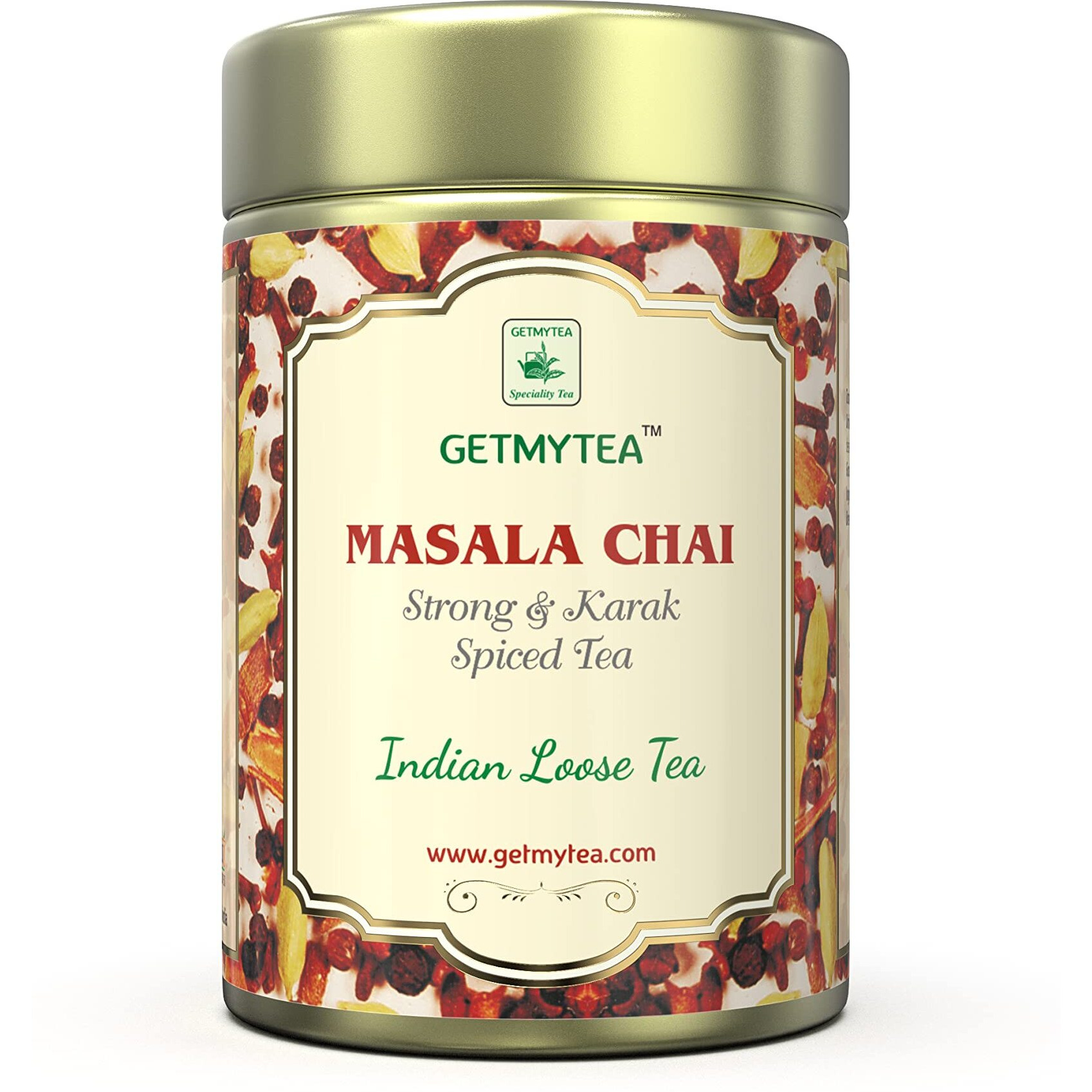 Getmytea Masala Chai Strong and Kadak Can (100g) | No Artificial flavours | Indian Chai | Elaichi Chai | Adrak Chai | CTC Black Tea with 100% Natural Spices | Net Wt. 100g [50 + cups]