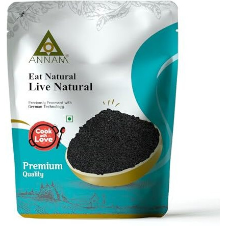 ANNAM Natural Premium Black Sesame Seeds | Kaale Til | Kaale Tal - 900gm