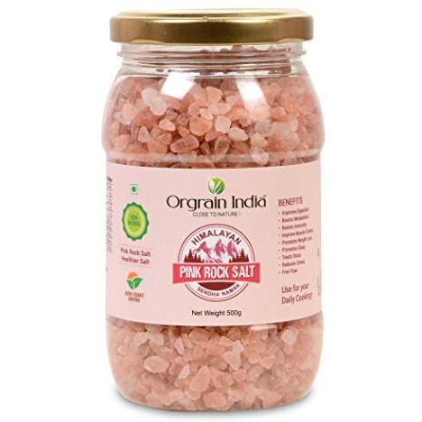 Orgrain India Himalayan Pink Rock Salt Coarse Grain, 1kg (Pack of 2*500g) | 80+ Minerals | Trace Elements | Healthy Cooking | No Adulteration