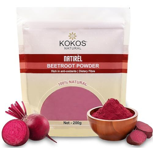 Kokos Natural Beetroot Powder 200 Gm | Natural, Rich in Antioxidants, Improves Blood Flow & Exercise Performance | Use in Soups, Curries, Smoothies, Cakes, Pancakes | Natural Food Colour