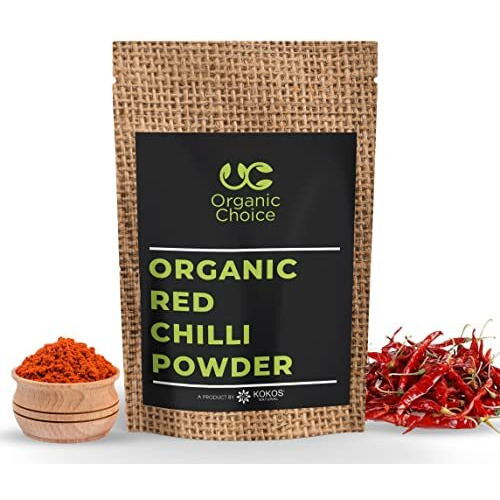 Organic Choice Organic Red Chilli Powder 200g - Weight Loss, Eye Health, Blood Pressure, Immunity, Bone Strength, Pain Relief, Colon Cancer Prevention - Made with Hand picked Dry Red Chillies - Best Before 12 Months