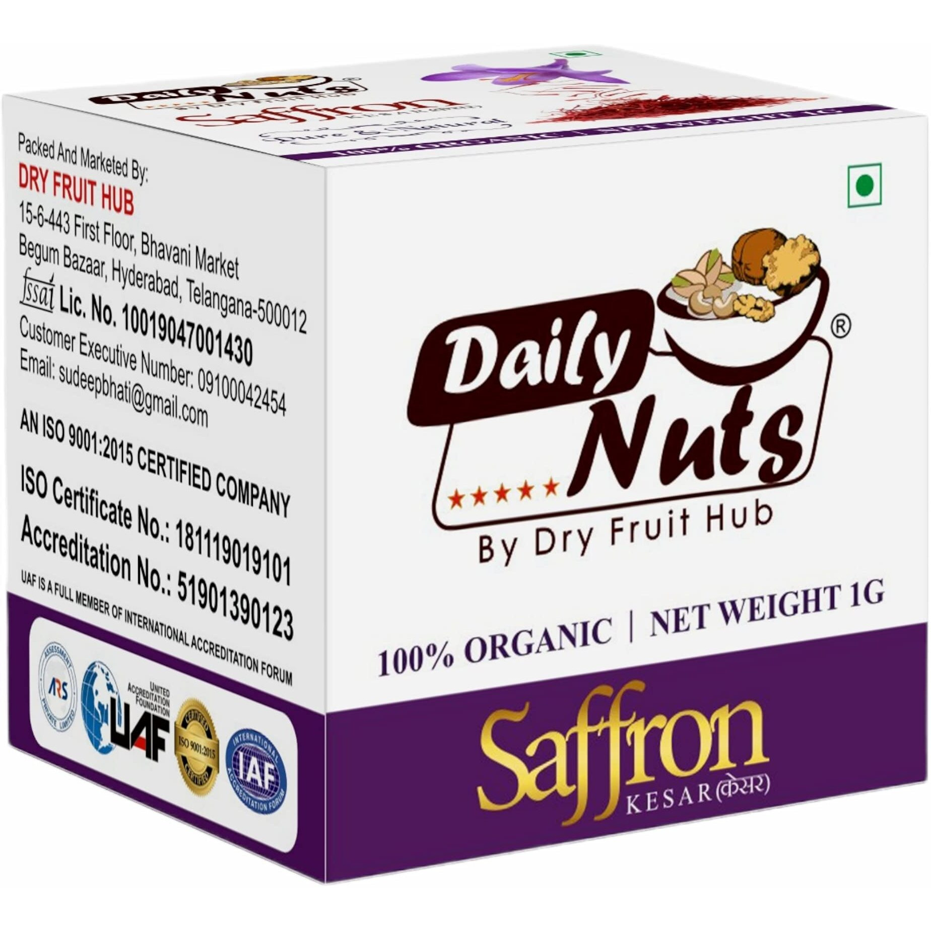 Dry Fruit Hub Saffron Kaser Original 1gm Daily Nuts Saffron Kashmir, Saffron Spice, Finest Kashmir Kesar, Purest Saffron,Saffron Original Pregnant Women