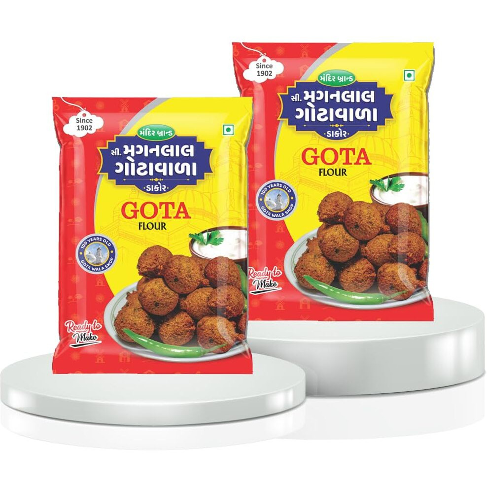 C.M. GOTAWALA Original C.Maganlal Gotawala Dakor Gota Flour Mix - Ready To Cook Gota Flour Mix- Gujarati Snack Food (400Gm) Pack Of 2