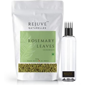 Rejuve Naturelles Sun Dried Rosemary Leaves - 50 Gm with Applicator | Rosemary for Food, Hair, Herbal Tea