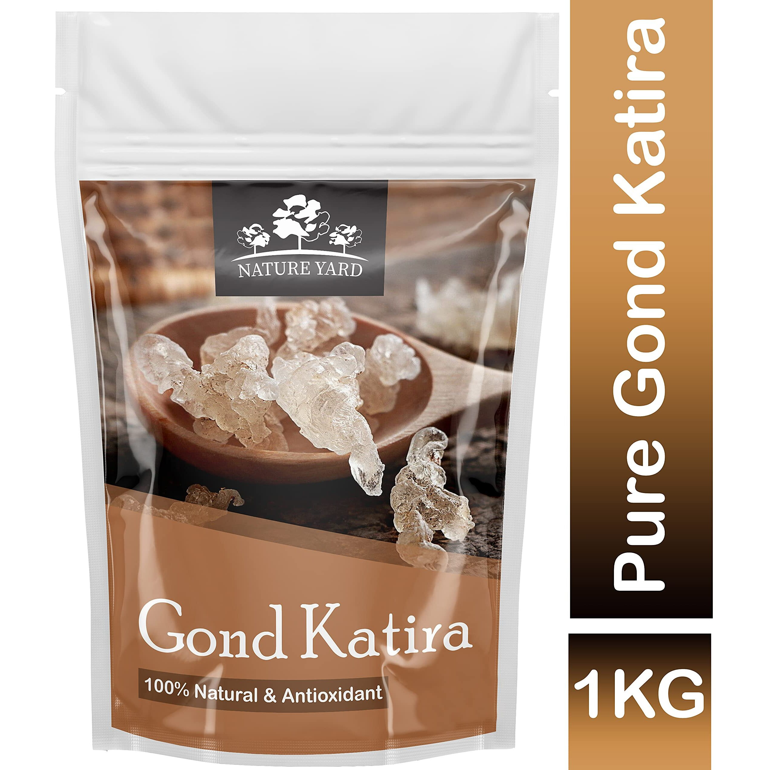 NATURE YARD Gond Katira Pure Organic (Edible gum) tragacanth Crystals - 1 Kg - 100% Natural Superfood with Cooling Properties | Almond Gum | Badam Pisni | Chahar Gond