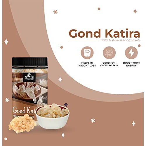 NATURE YARD Gond Katira Pure Organic (Edible gum) tragacanth Crystals - 250 Gm - 100% Natural Superfood with Cooling Properties | Almond Gum | Badam Pisni | Chahar Gond