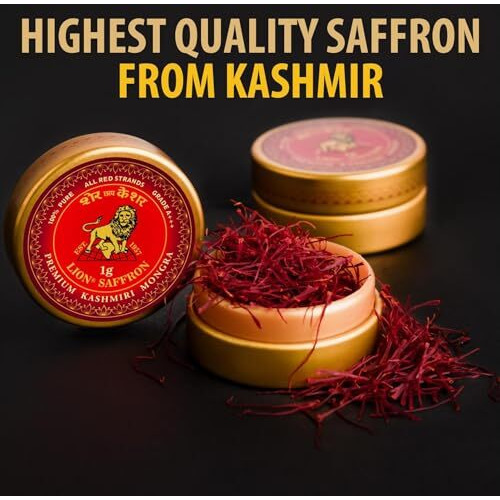 Lion Brand Saffron, 10g, Premium Kashmiri Mongra Saffron/Kesar (A+++ Grade) for Pregnant Women, Biryani, Beauty, Cooking and Sweets (VALUE PACK OF 10gm (10X1gram  10grams))