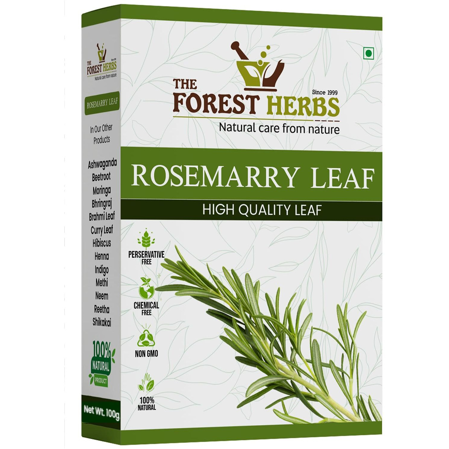 The Forest Herbs Natural Care From Nature Rosemary Dried Leaves - 100gm | Clean & Sorted Dry Rosemary Leaves for hair growth & Food 100g