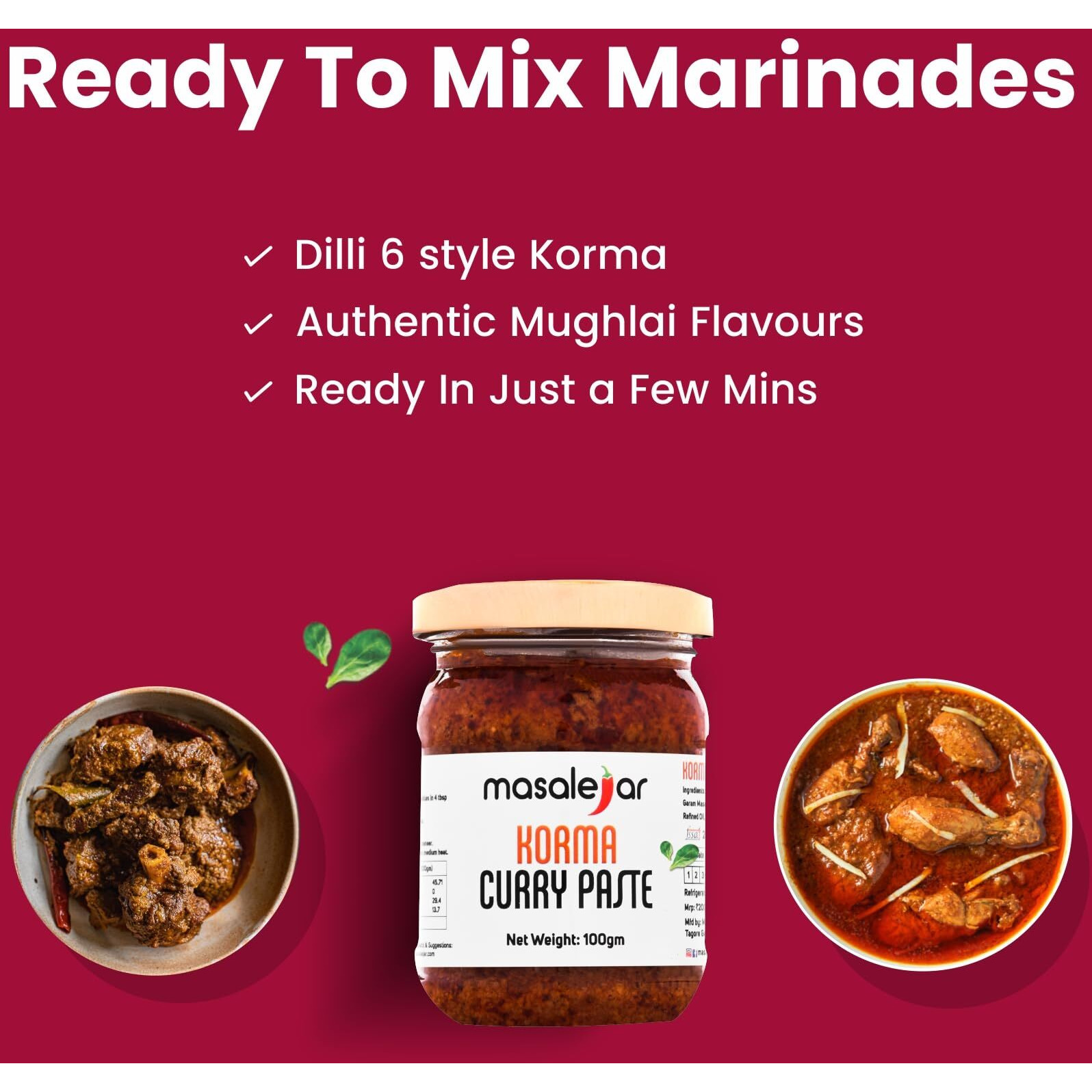 Masalejar Korma Curry Paste | Ready to Cook Spice Mix | Just Mix & Cook | Korma Masala | Chicken Masala | Chicken Korma Masala | Veg Korma Masala | Pack of 1X100 Gram