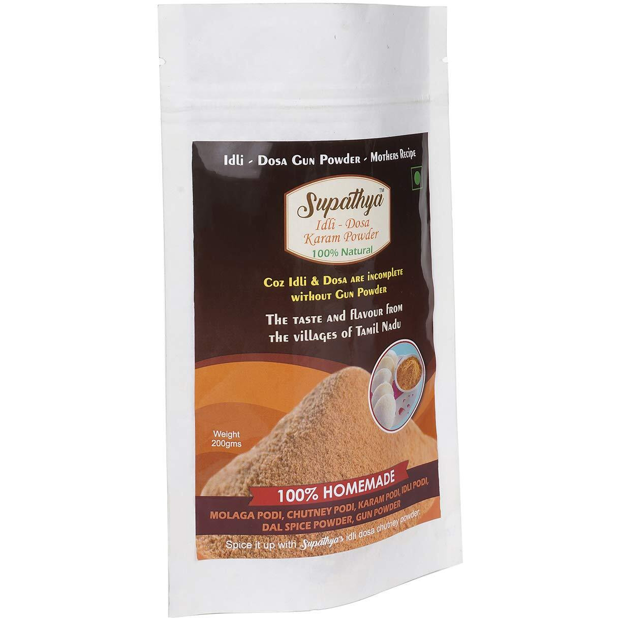 Supathya Milagai podi - Idli Dosa Powder - Chutney podi Masala - Gun Powder - Karam Molaga Podi - 200g (Spice High Texture Fine)