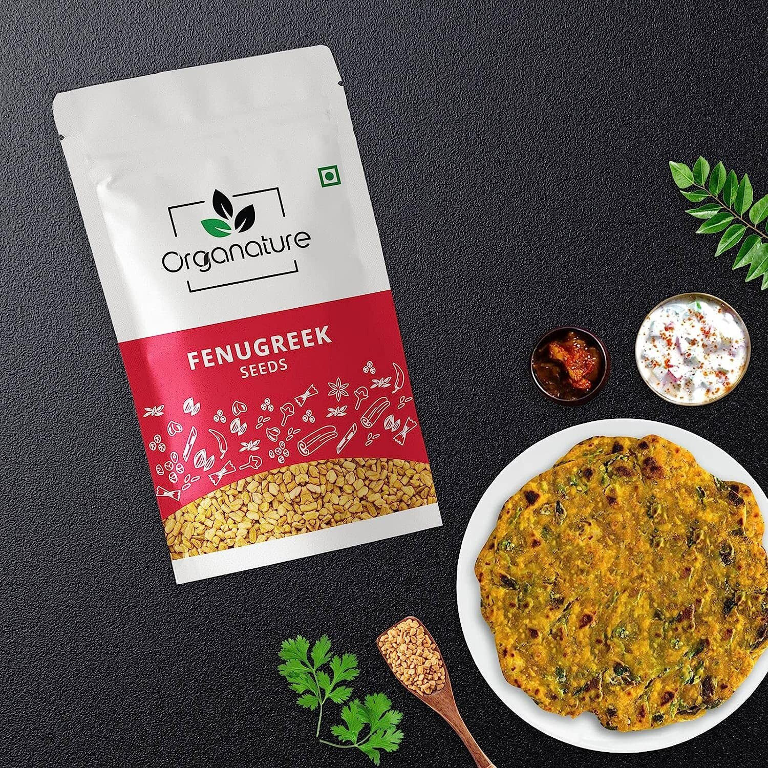 Organature Whole Methi (Fenugreek) 850g - Natural Dried & Indian Spices & Masala | Methi Dana, Whole Fenugreek Seeds, No artificial colours and preservatives