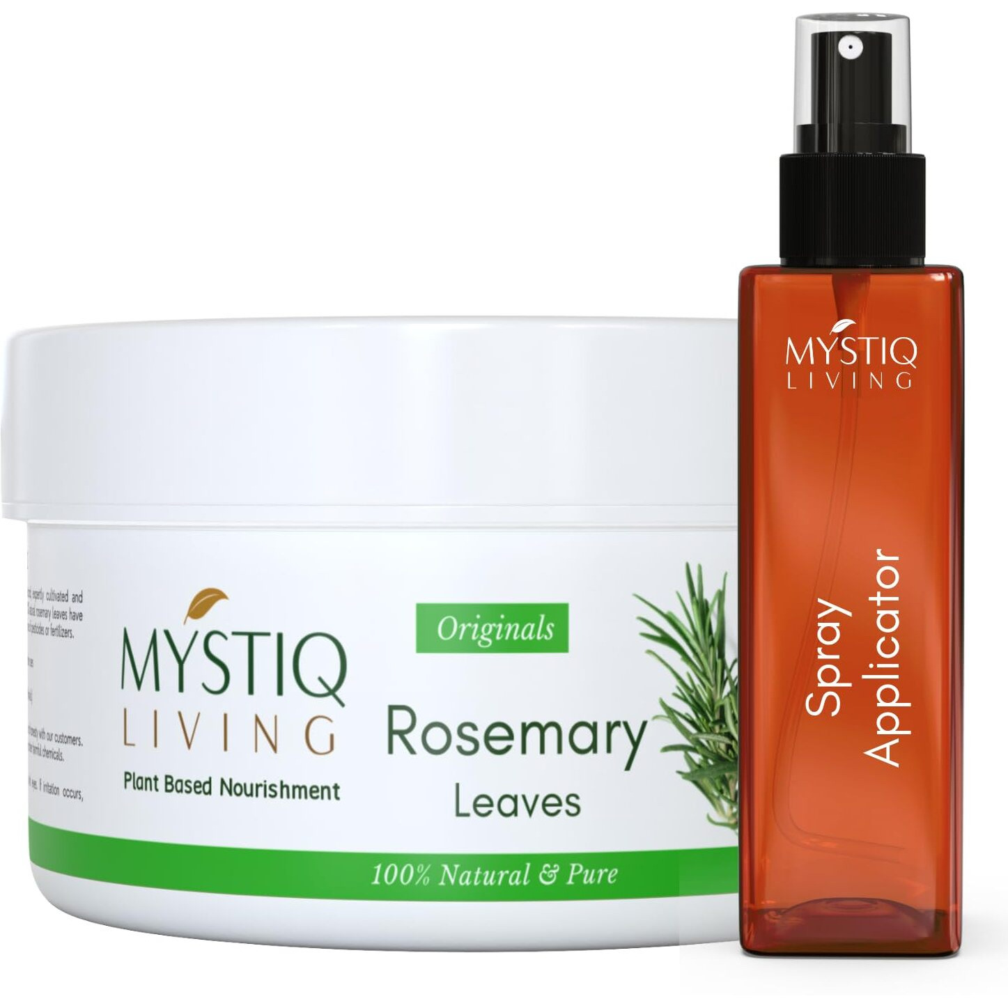 Mystiq Living Rosemary Leaves With Spray Bottle Applicator - 70 GM | Dried Rosemary for Hair Growth, Seasoning, Tea | 100% Pure and Natural