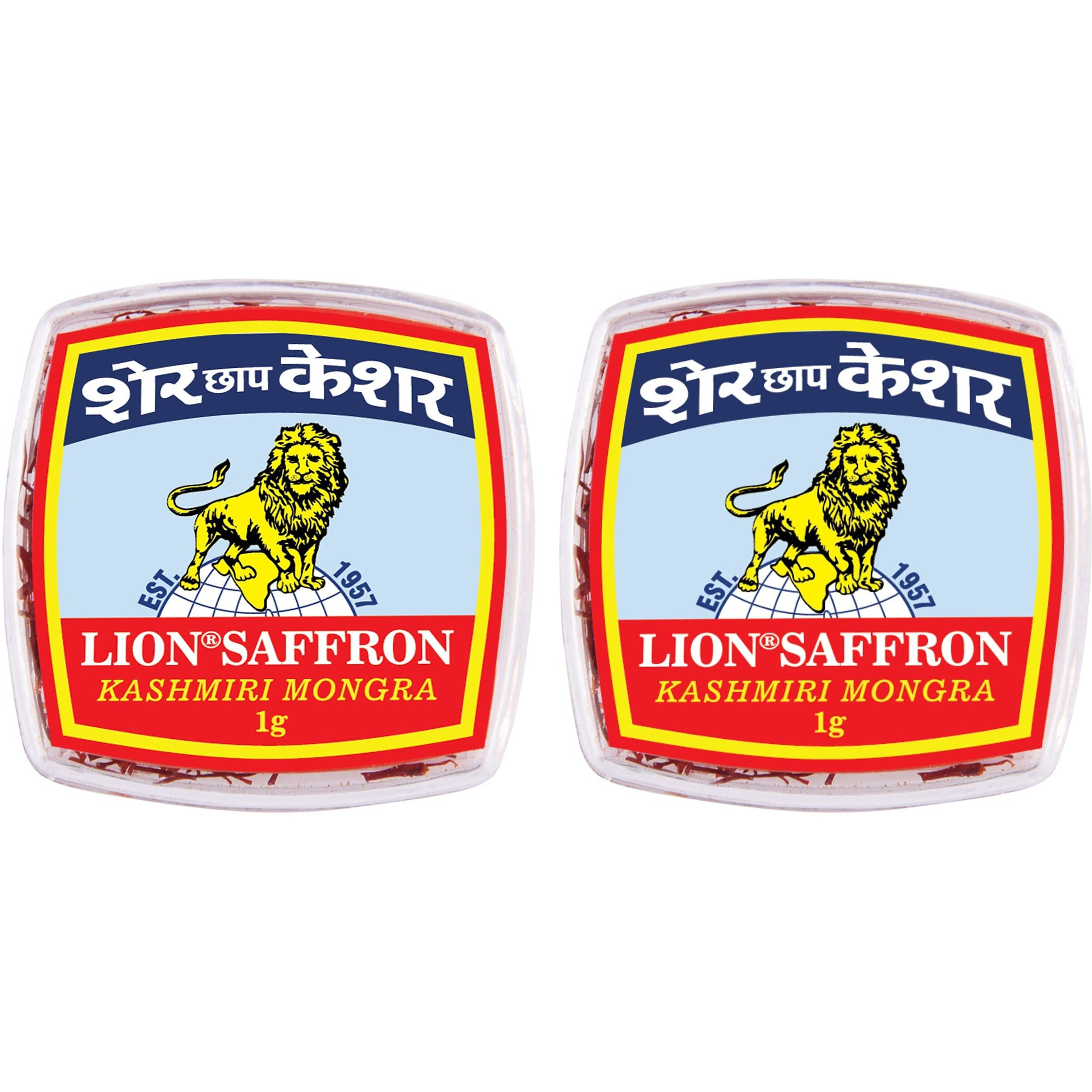 LION BRAND SAFFRON 2G, A++ Quality Value Pack Kashmiri Mongra Kesar For Pregnant Women, Pooja, Biryani, Tilak, Milk, Skin And Face Whole (2G Value Pack (2 X 1Gm  2G))