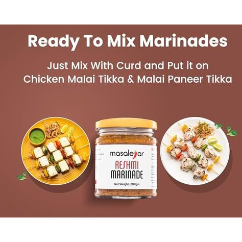 Masalejar Ready to Cook Chicken & Paneer Reshmi Marinade Malai Tikka Masala Spice Mix 200gm Serves 5-6 | Veg & Non-Veg Reshmi Masala | Just Mix & Cook | No added Preservatives (Pack of 1)