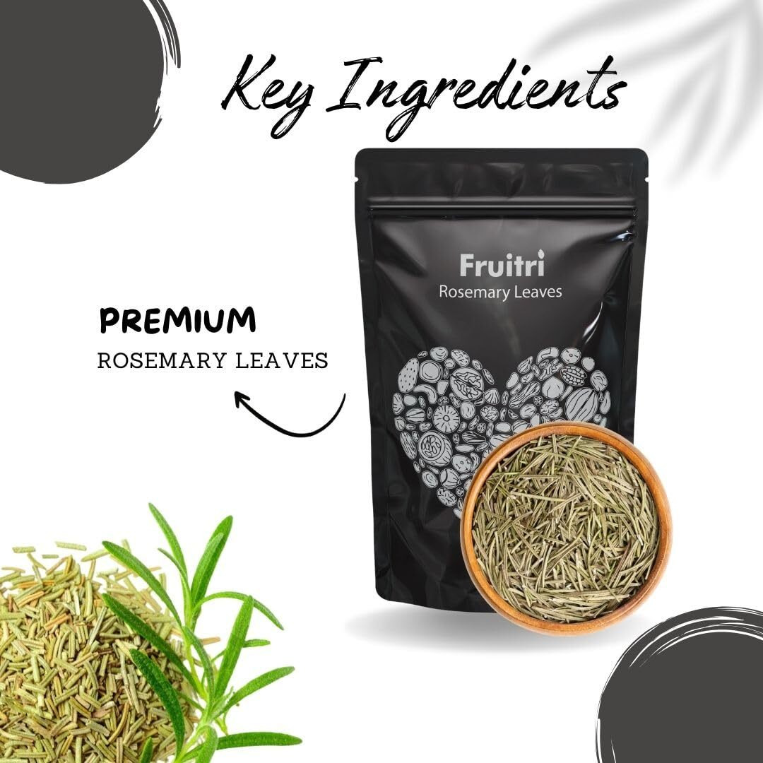 Fruitri Premium Rosemary Dried Leaves - 100gm | Organic Rosemary Leaves for promoting hair growth and enhancing culinary dishes