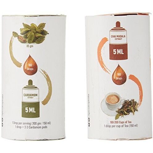 Spice Drop Chai Masala Elaichi Tea Combo | Natural Extract of Cardamom (Elaichi), Tea Masala (Chai Masala) | For Food, Beverages, and Dessert | Flavours 360 Cups Of Tea | 5 ML x 2 Packs