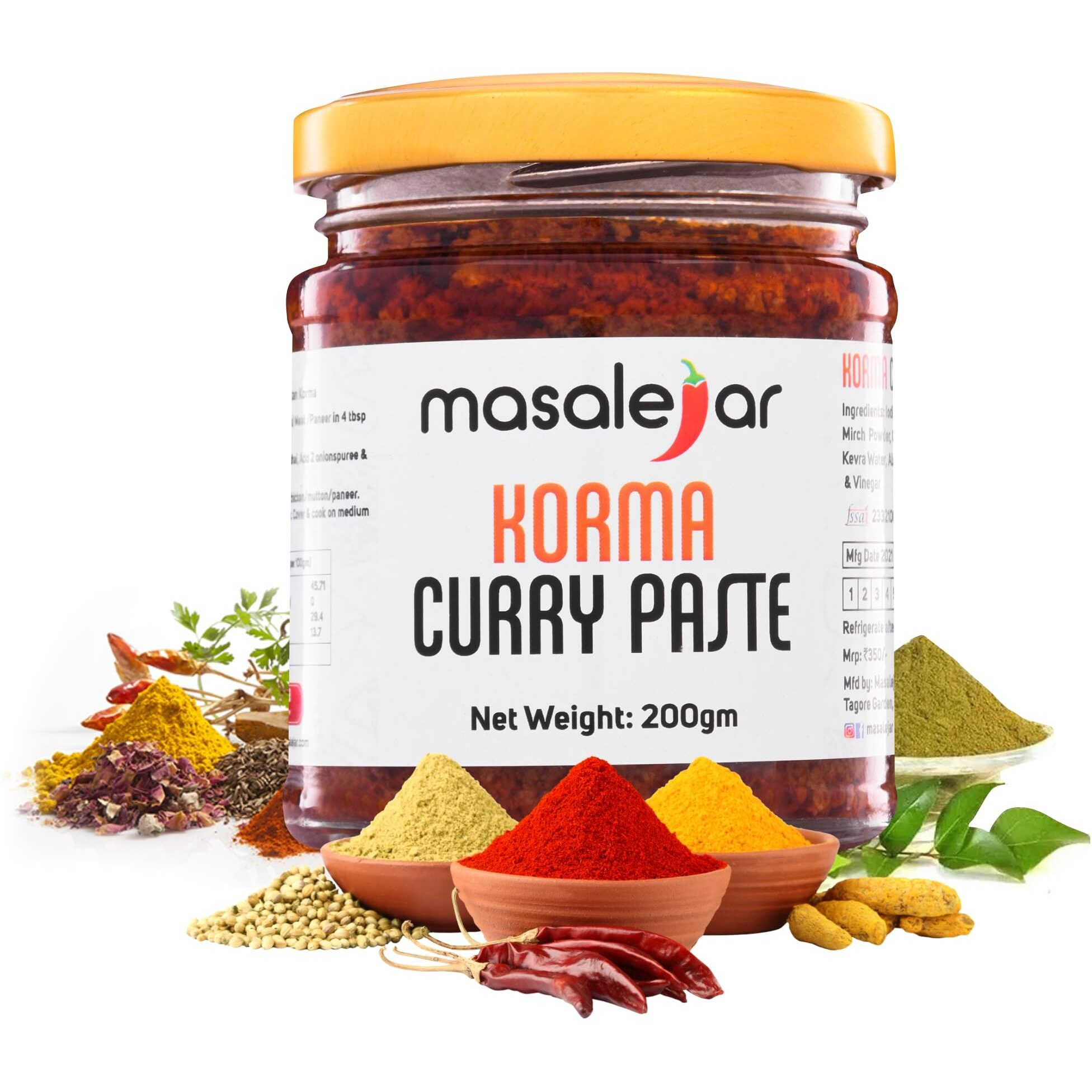 Masalejar Korma Curry Paste | Ready to Cook Spice Mix | Just Mix & Cook | Korma Masala | Chicken Masala | Chicken Korma Masala | Veg Korma Masala | Pack of 1X200 GM