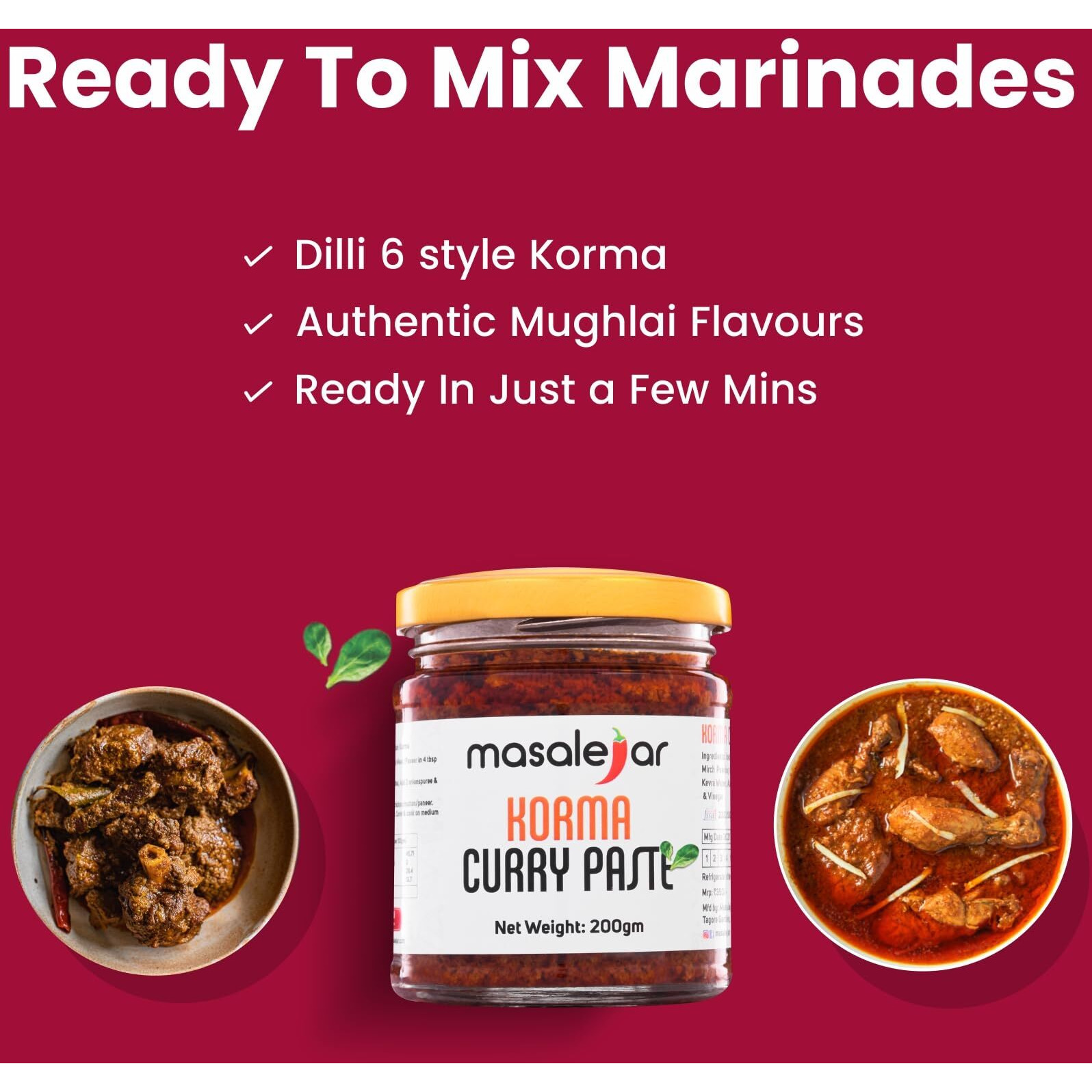 Masalejar Korma Curry Paste | Ready to Cook Spice Mix | Just Mix & Cook | Korma Masala | Chicken Masala | Chicken Korma Masala | Veg Korma Masala | Pack of 1X200 GM