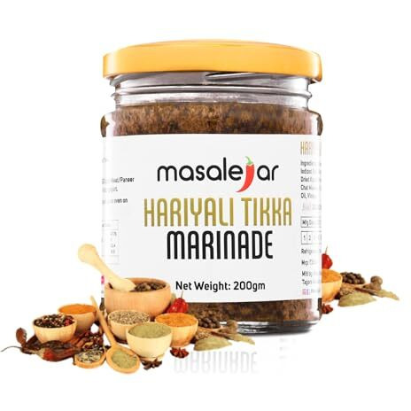 Masalejar Ready to Cook Hariyali Marinade Chicken Masala Spice Mix 200gm Serves 5-6 | Veg & Non-Veg Hariyali Marinade Paneer Masala | Just Mix & Cook | No added Preservatives (Pack of 1)