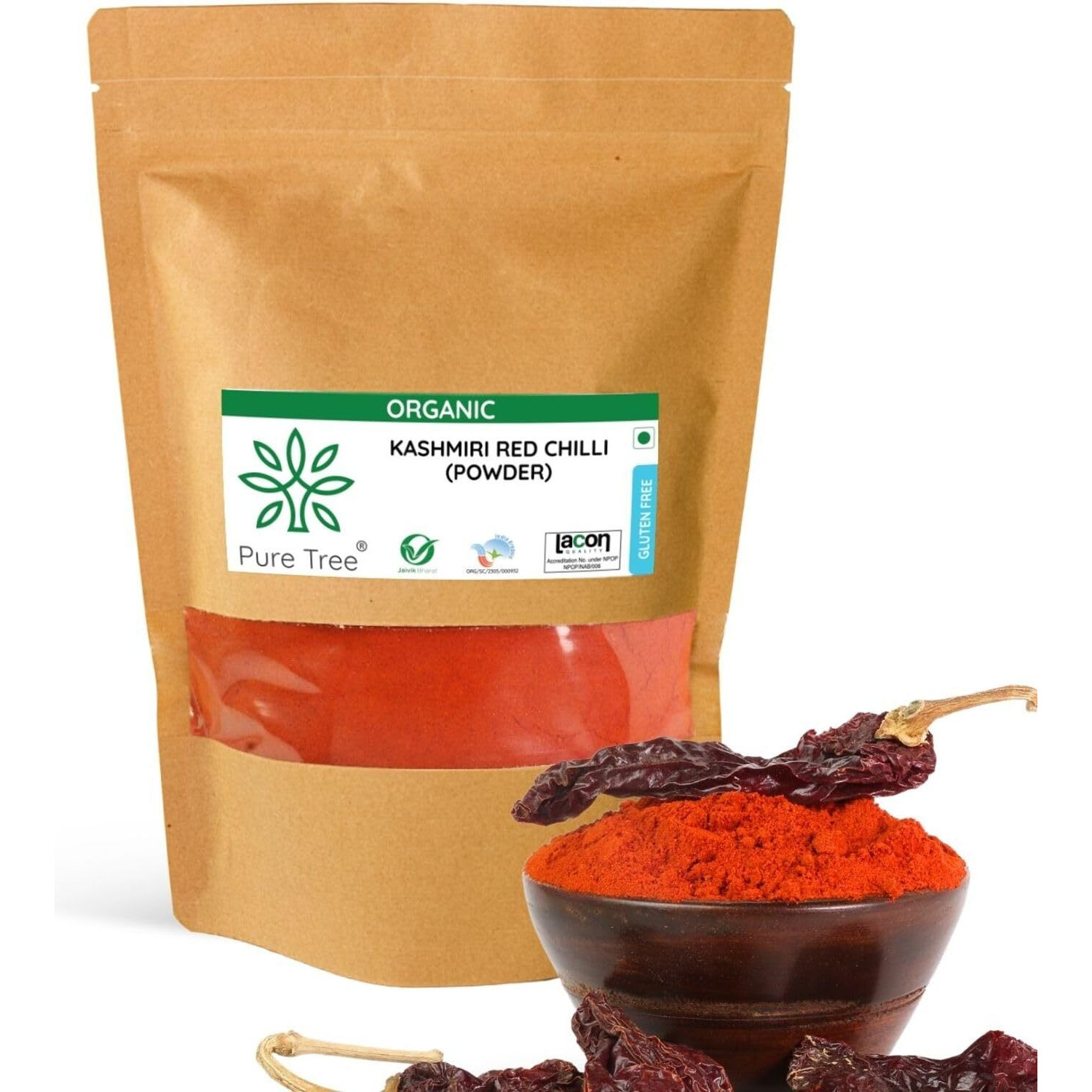 Pure Tree Certified Organic Kashmiri Red Chilli Powder | 900 g | Kashmiri Lal Mirch Powder | Organic Red Chilli Powder | Kashmiri Laal Mirch gives Vibrant Red Color & Mild Heat to your dishes