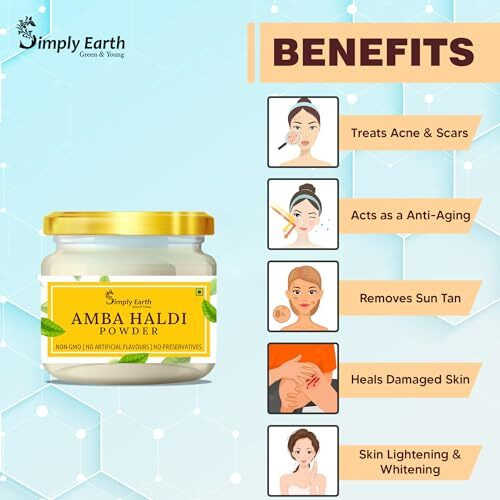 Simply Earth Pure & Natural Amba Haldi Powder | Immunity Booster, Anti-Oxidant, Anti-Inflammatory Turmeric | Skin & Face Pack - Wild Turmeric - 100 GM