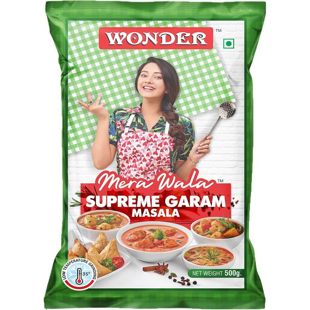 WONDER Mera Wala Supreme Garam Masala Powder, 500Gm / Aromatic Blended Spices/For Delicious & Flavourful Cooking/No Artificial Flavour Added - Vegetable Masala