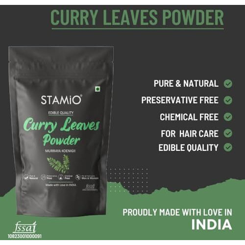 STAMIO Curry Leaves Powder 250 gm | Sun Dried Kadi Patta Leaf | Karuvepillai | Karibevu | In Pouch 8.82 oz