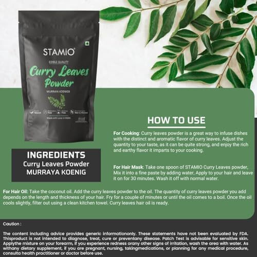 STAMIO Curry Leaves Powder 250 gm | Sun Dried Kadi Patta Leaf | Karuvepillai | Karibevu | In Pouch 8.82 oz