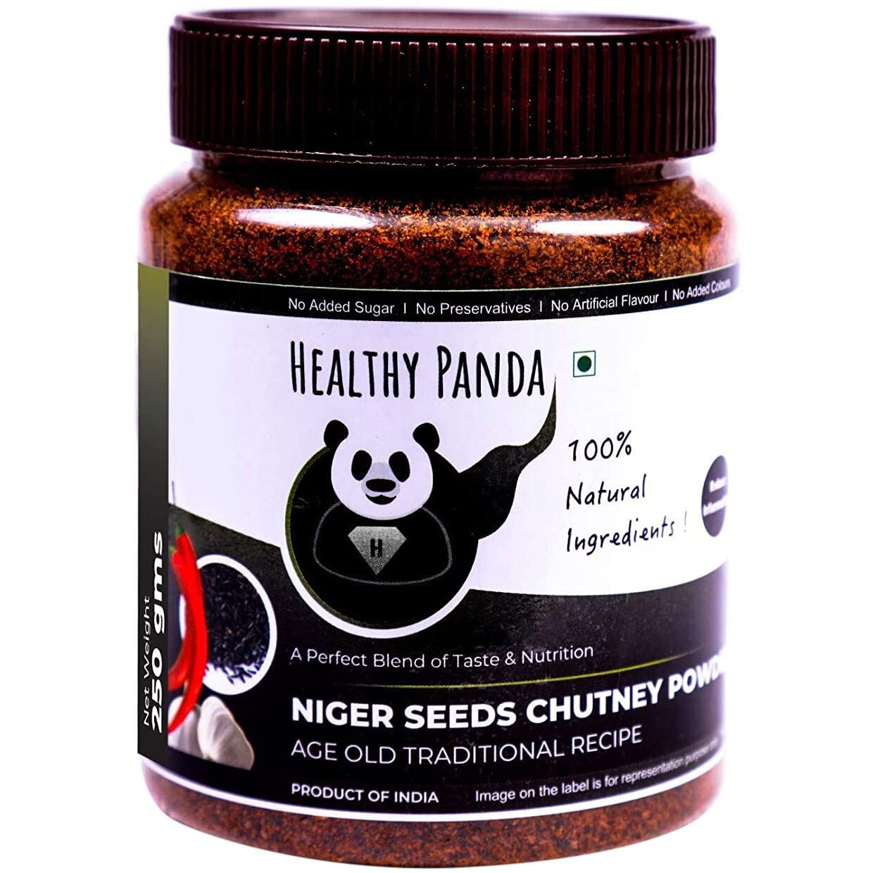 HEALTHY PANDA Niger Seed Chutney Powder Gurellu Chutney, Karale / Karala Chutney (100% Natural & Healthy) - 125 Gram