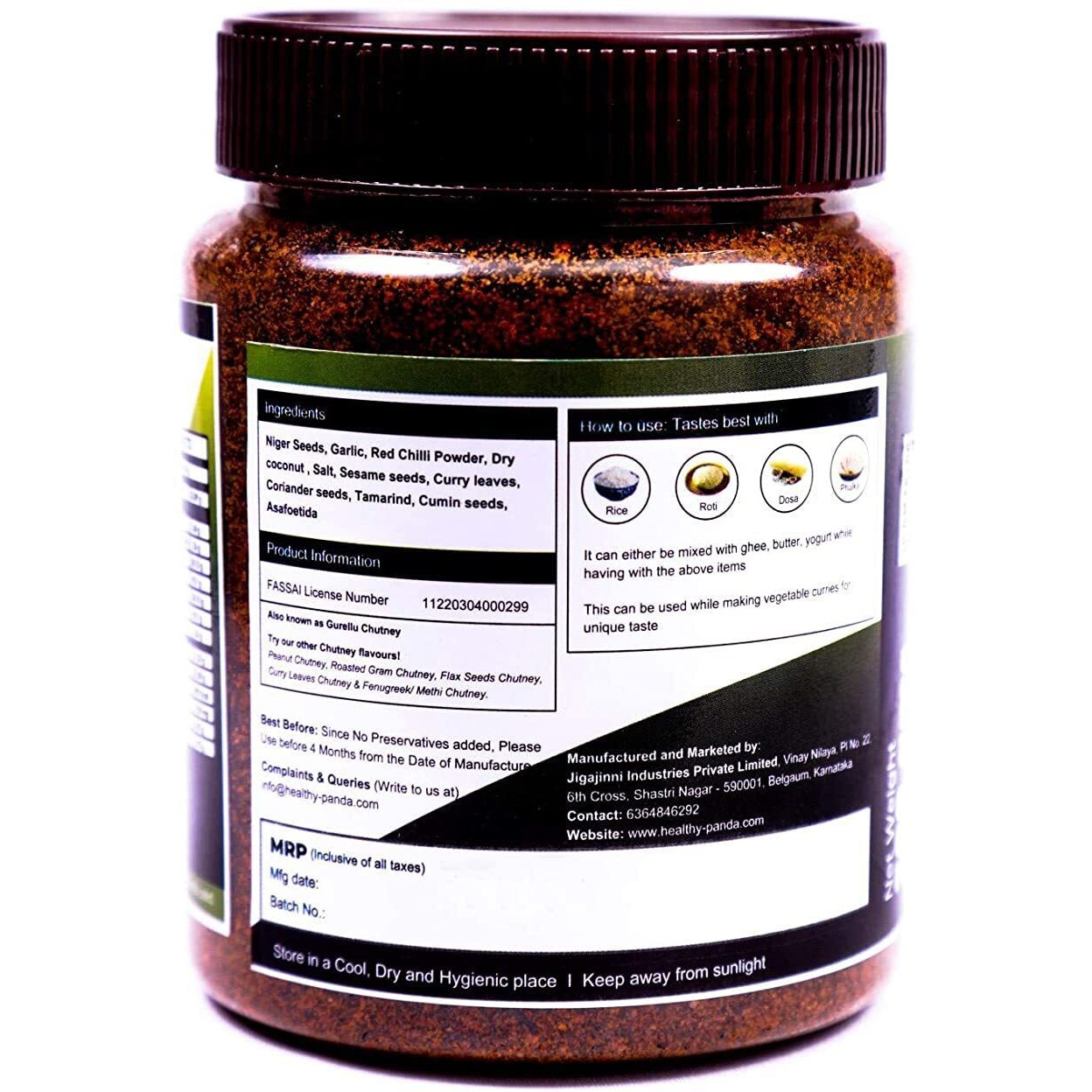 HEALTHY PANDA Niger Seed Chutney Powder Gurellu Chutney, Karale / Karala Chutney (100% Natural & Healthy) - 125 Gram