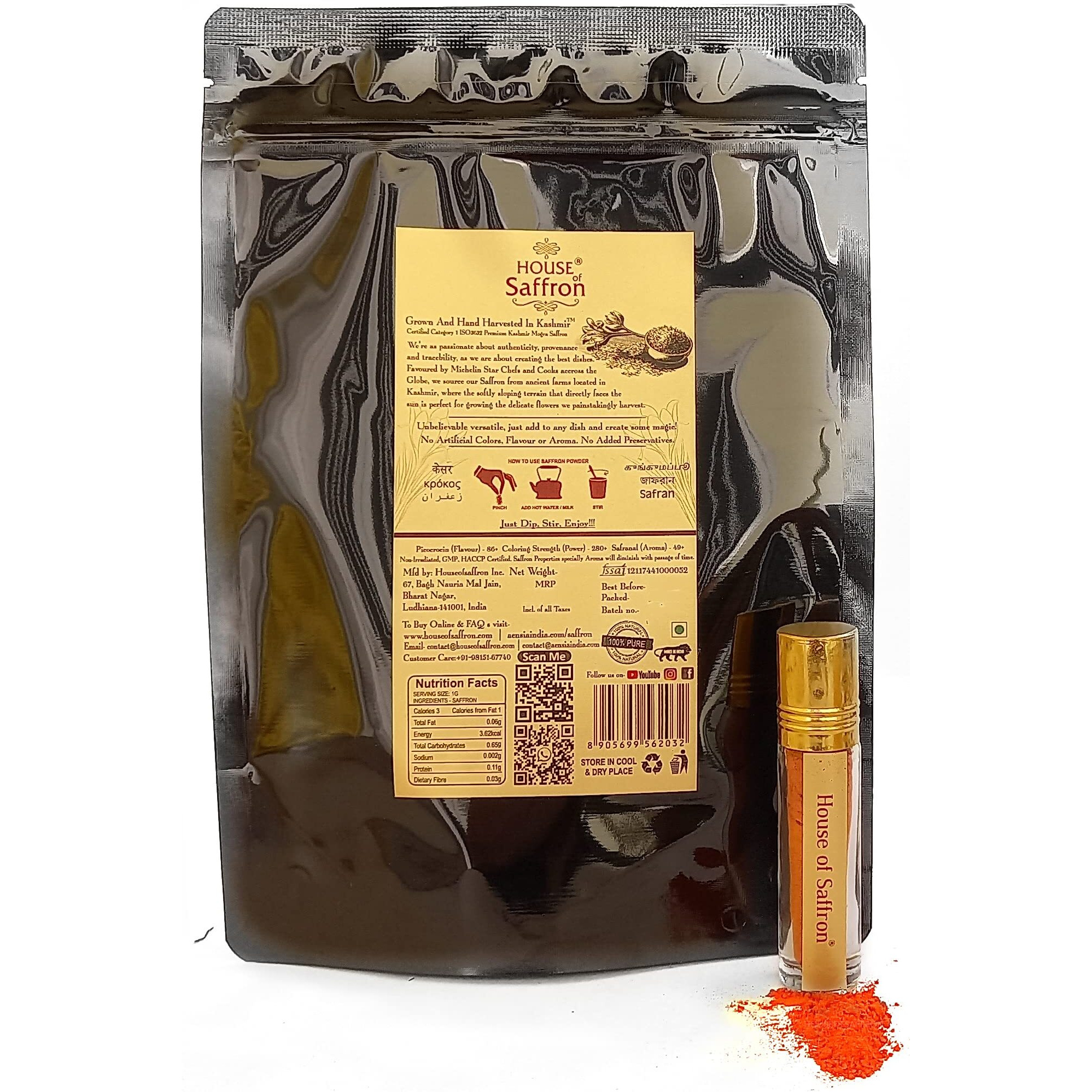 House of Saffron 25grams Saffron Powder | ISO Certified Original Kesar Saffron Powder for Cooking, Milk, Biryani, Tilak - 25g