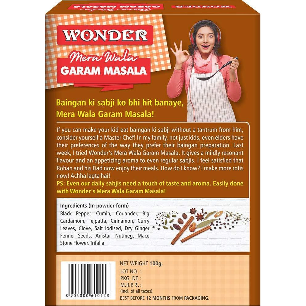 Wonder Mera Wala Garam Masala Powder, (100G) / Aromatic Blended Spices/for Delicious & Flavourful Cooking/No Artificial Flavour Added