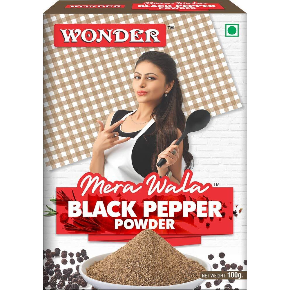 Wonder Mera Wala Black Pepper Powder  100 Gram/Kali Mirch Powder/Nalla Miriyalapudi/For Aromatic & Flavourful/No Artificial Flavour Added/For Cooking, Salad Dressing