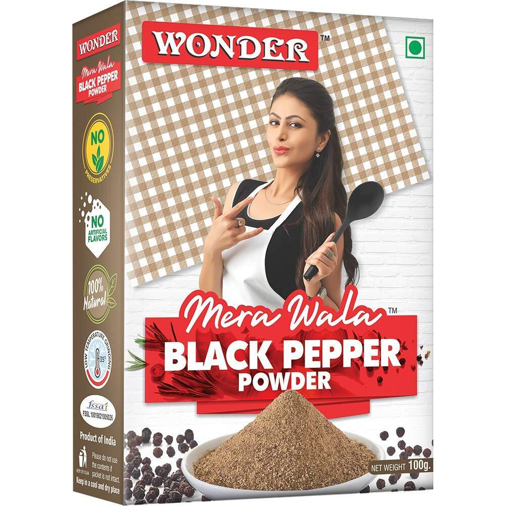 Wonder Mera Wala Black Pepper Powder  100 Gram/Kali Mirch Powder/Nalla Miriyalapudi/For Aromatic & Flavourful/No Artificial Flavour Added/For Cooking, Salad Dressing