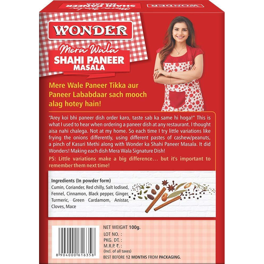 Wonder Mera Wala Shahi Paneer Masala, (100G) / for Delicious & Flavourful Cooking/No Artificial Flavour Added