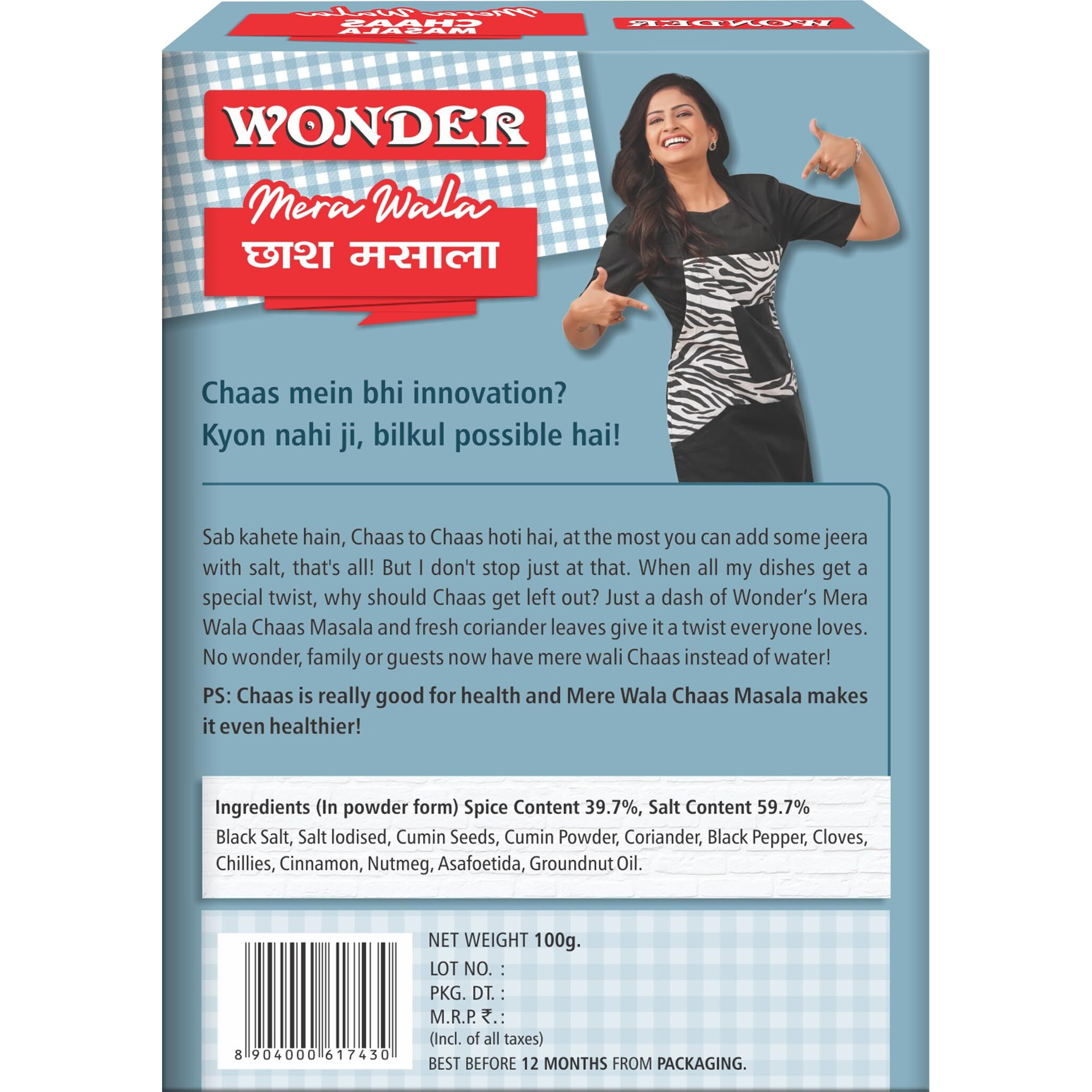 Wonder Mera Wala Chaas (Buttermilk) Masala, (100g)/ Gujarati Chas/Chhach Masala Powder/Fresh & Natural/No Artificial Colour & Flavour Added