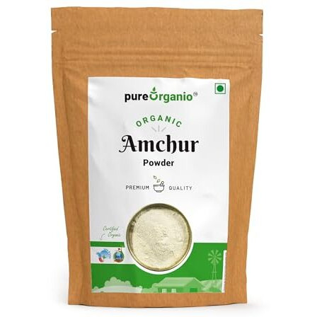 Pure Organio Organic Amchur Powder, Authentic Dry Mango Powder, Traditional Aamchoor Powder for Flavorful Indian Cuisine, NPOP Organic Certified Indian Spices (200 Gm)