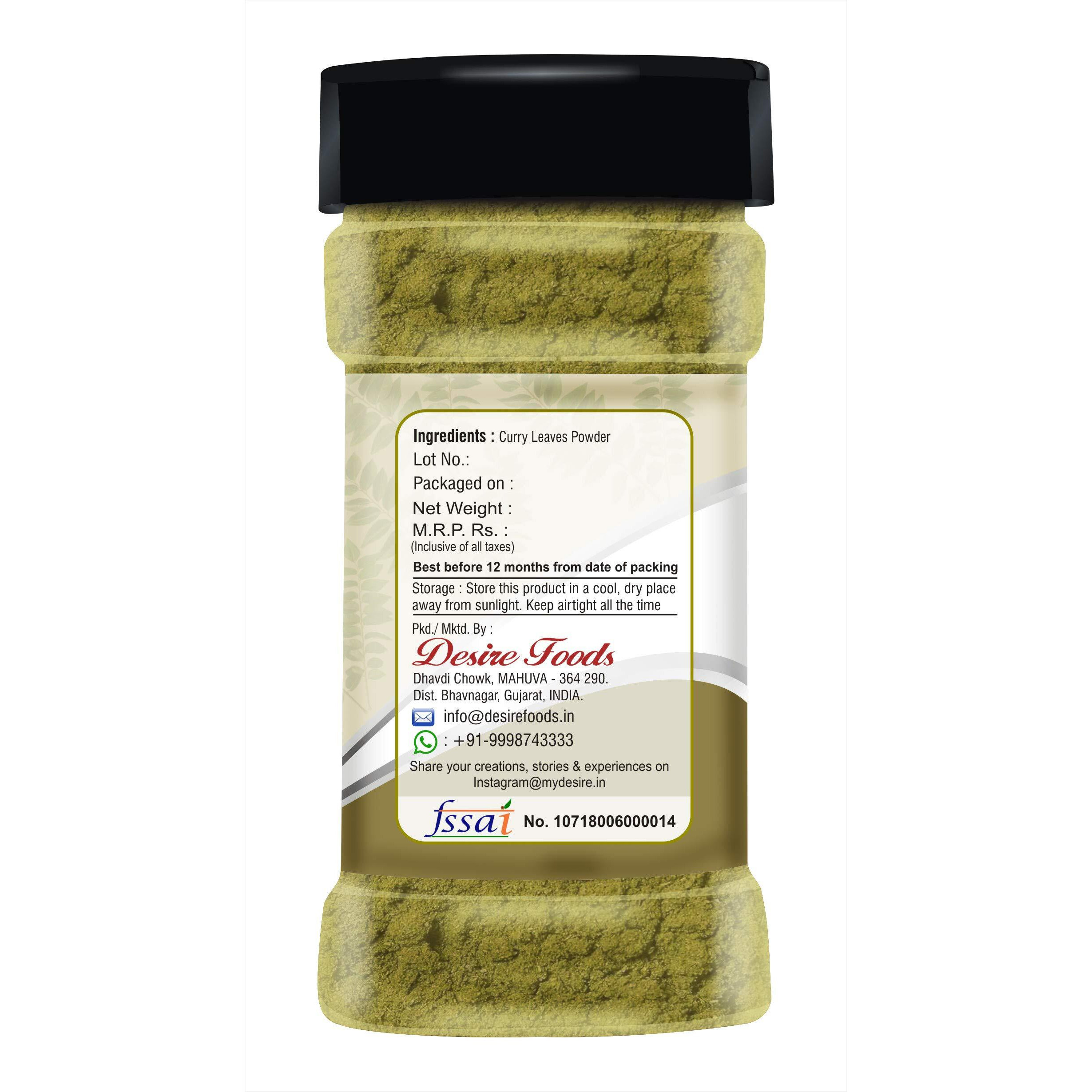 Desire Curry Leaf Powder 80 Gram [Dried Kadi Patta Powder]