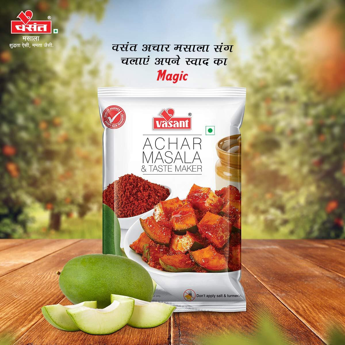 VASANT Achar Masala | Indian Spices Masala | Achar-Pickle | Mango | Fenugreek, Mustard, Asafoetida | Vegetarian | No Artificial Colours | 100 gm