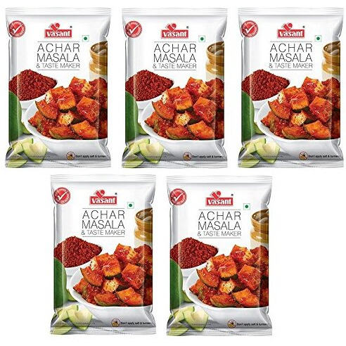 VASANT Achar Masala Combo Pack Of 5|Achar Masala|Pickle Masala|Mango Pickle|Red Chilli Powder, Iodized Salt, Fenugreek, Mustard, Turmeric Powder & Asafoetida|Vegetarian|200 Gm Each