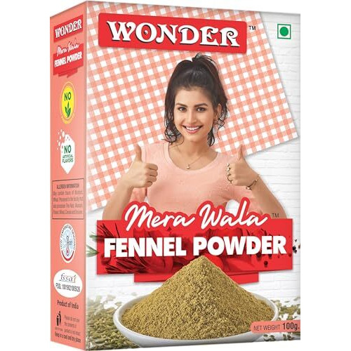 WONDER Mera Wala Fennel Powder, (100Gm) / Saunf/Sounf/Souff Powder, 100% Natural & Fresh Variyali Powder, No Artificial Flavour & Colour Added