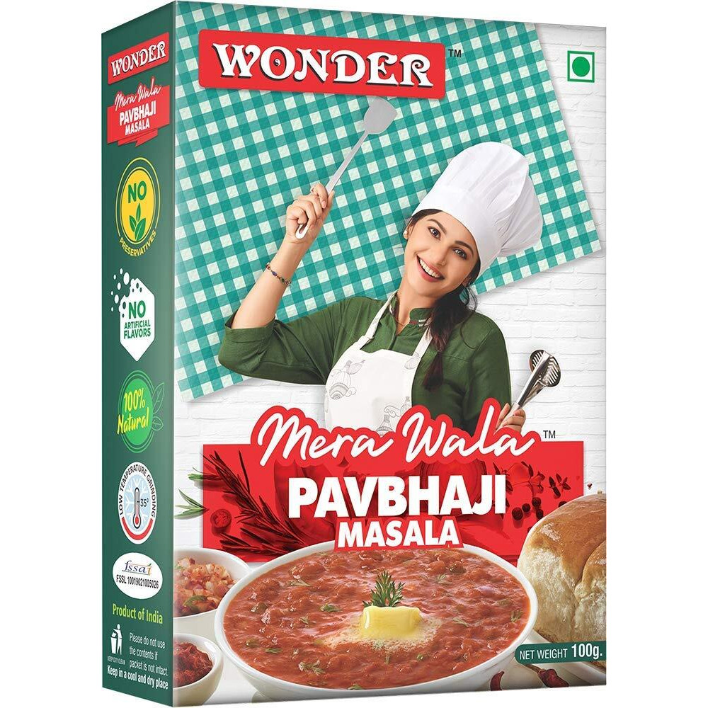 Wonder Mera Wala Pav Bhaji Masala, (100G) / Blended Mixed Spices/No Artificial Flavour Added/No Preservatives Added