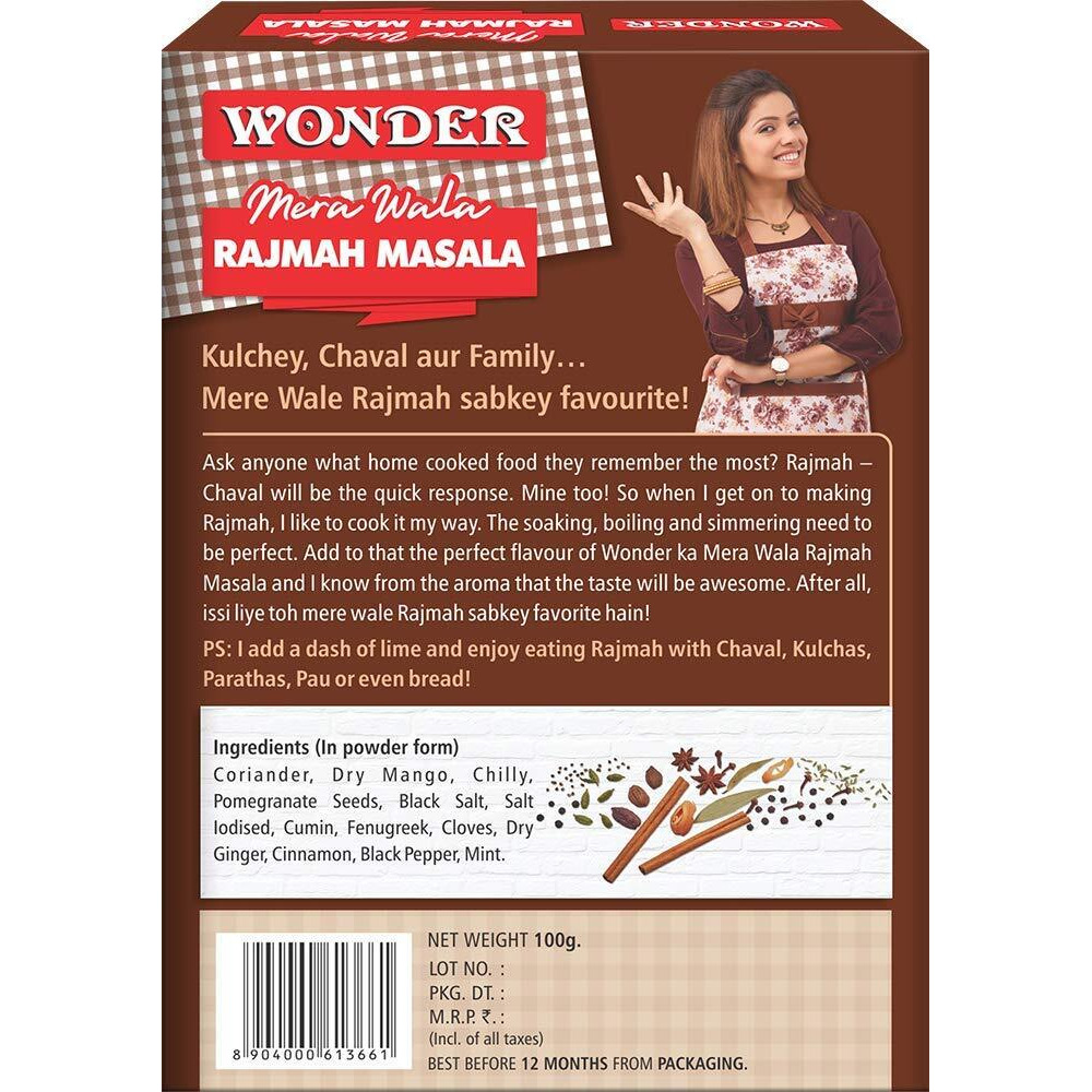 Wonder Mera Wala Rajmah/Rajma Masala,(100G) / Blended Spices/for Delicious & Flavourful Cooking/No Artificial Flavour Added