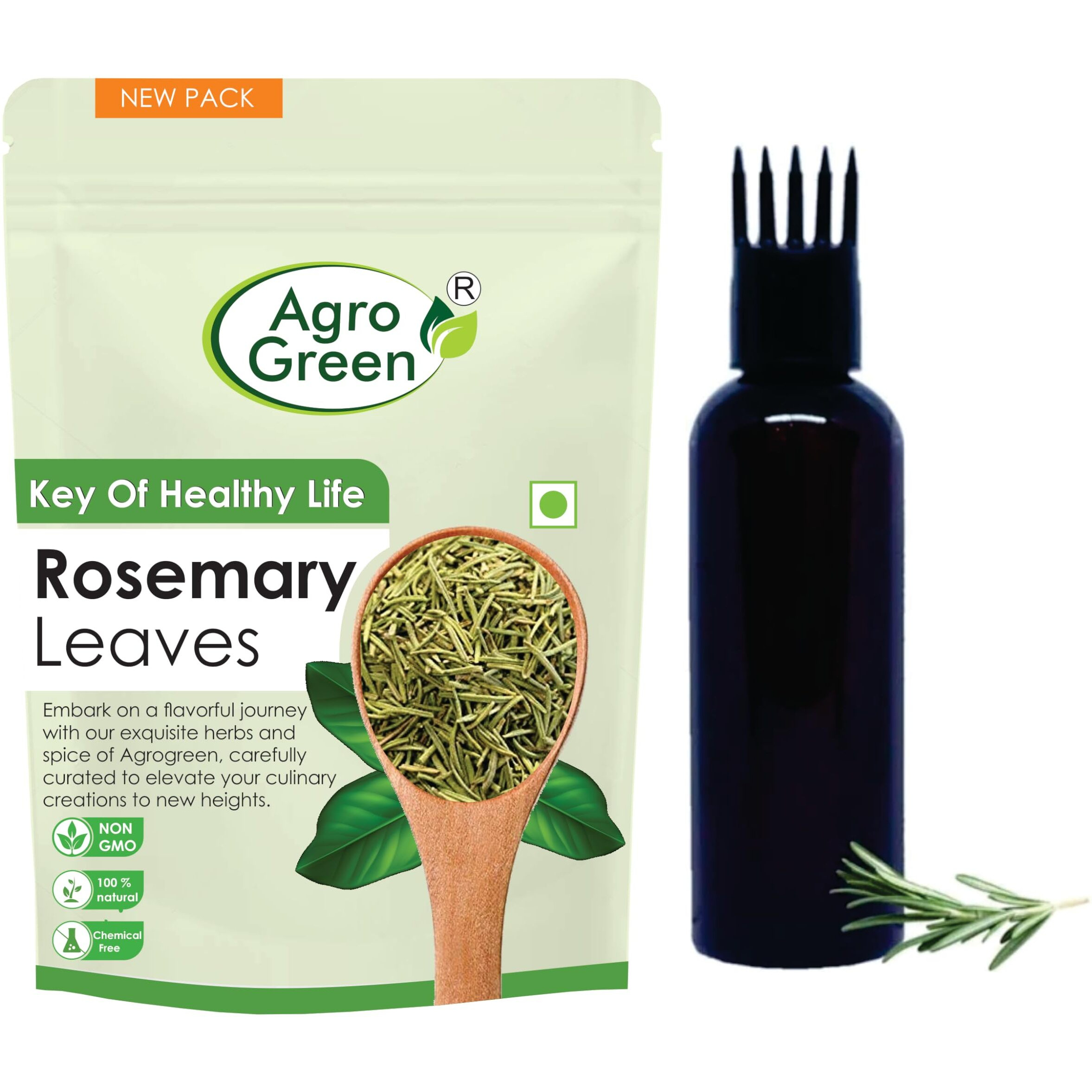 Agrogreen Rosemary Dried Leaves For Hair Growth With Applicator 100% Pure & Natural - Rosemary Herb Tea - 800gm