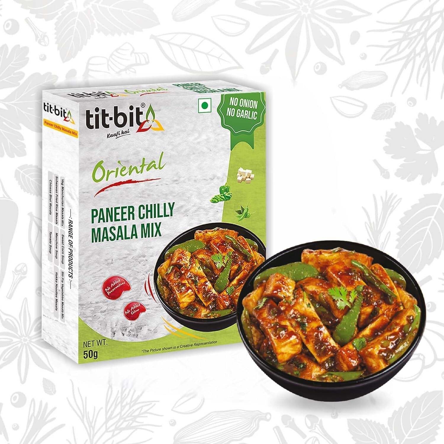 Tit-Bit Paneer Chilli | Paneer Chilli Masala | Paneer Chilli Mix - Pack of 5 (250g)