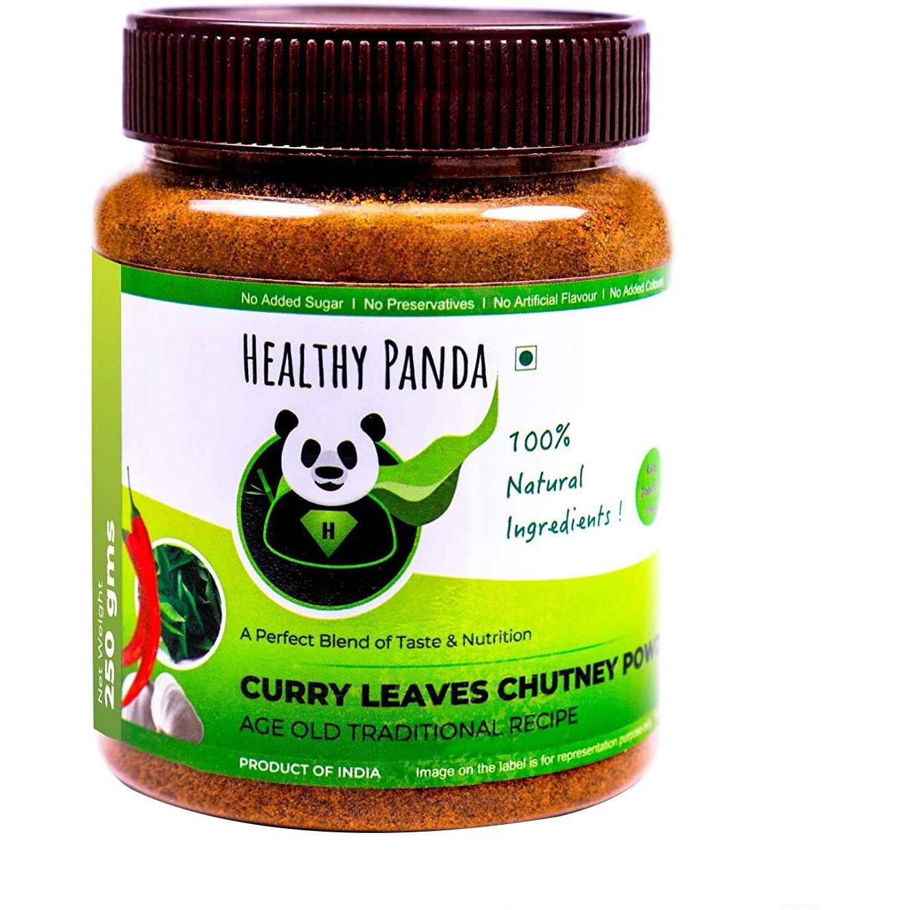 HEALTHY PANDA Curry Leaves Chutney Powder Kadi Patta Chatni, Karivepaku Chatani, Curry Leaves Karam Podi - 125 Gram, Pack of 4 (500 Grams)